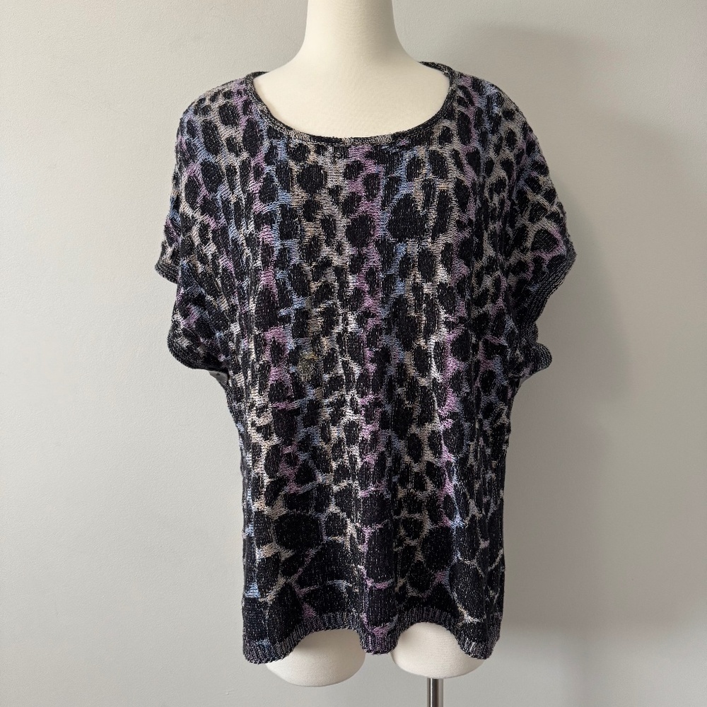 Parkhurst Black and Purple Leopard Print Poncho
